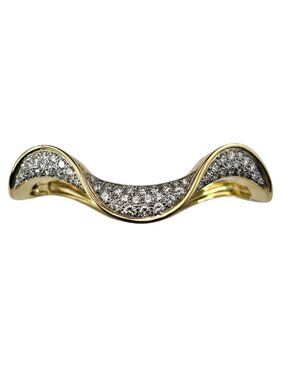 18K Yellow Gold and Platinum Diamond Wave Bangle Bracelet #25686